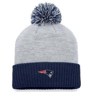 New England Patriots NFL Fanatics Heather Gray Cuffed Pom Pom Knit Hat. NEW.